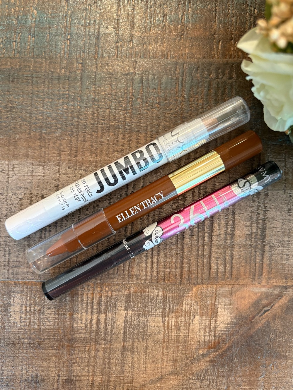 NYX Jumbo Eye Pencil FROSTING + ELLEN TRACY Eyeliner Stick BROWN + 36H Eyeliner!